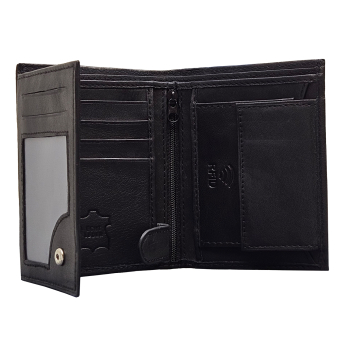 Preview: Elegante Geldtasche Nappa Leder Geldtasche mit RFID-Schutz Hochformat schwarz